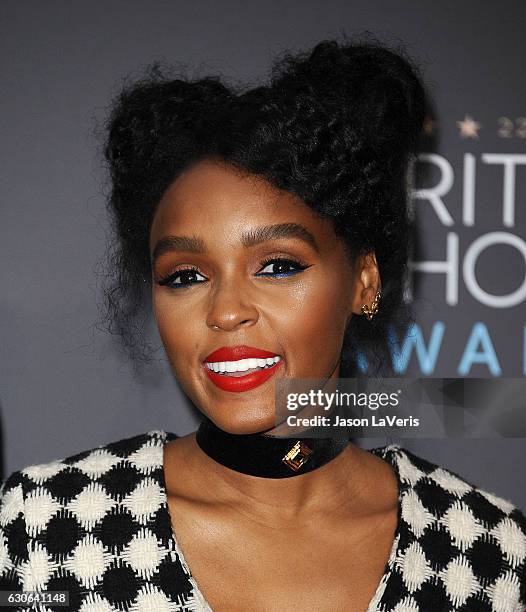 Janelle Monae poses in the press room at the 22nd annual Critics' Choice Awards at Barker Hangar on December 11, 2016 in Santa Monica, California.