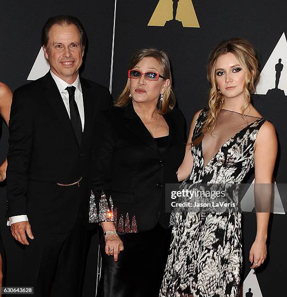 Todd Fisher, Carrie Fisher and Billie Lourd attend the 7th annual Governors Awards at The Ray Dolby Ballroom at Hollywood & Highland Center on...