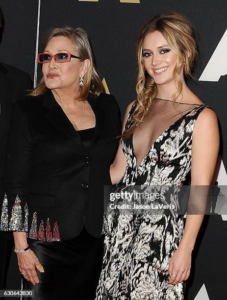 Carrie Fisher and Billie Lourd attend the 7th annual Governors Awards at The Ray Dolby Ballroom at Hollywood & Highland Center on November 14, 2015...