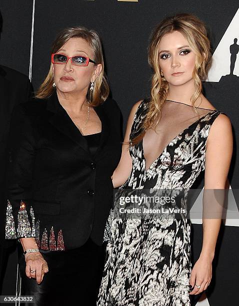 Carrie Fisher and Billie Lourd attend the 7th annual Governors Awards at The Ray Dolby Ballroom at Hollywood & Highland Center on November 14, 2015...