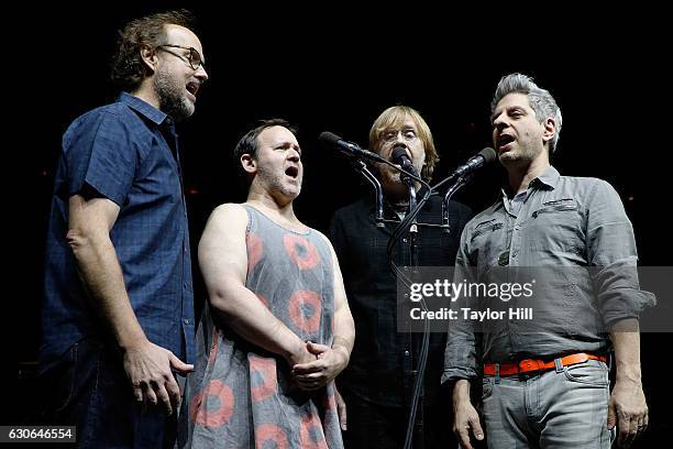 Page McConnell, Jonathan Fishman, Trey Anastasio, and Mike Gordon of Phish perform at Madison Square Garden on December 28, 2016 in New York City.