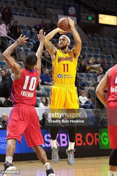 Trey McKinney Jones of the Fort Wayne Mad Ants shoots the ball against the Grand Rapids Drive during their NBA D-League game at Memorial Coliseum on...