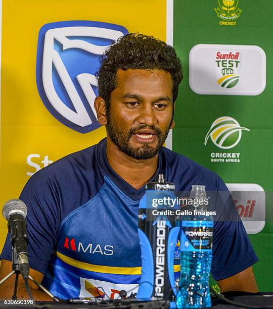 Dimuth Karunaratne of Sri Lanka during day 4 of the 1st Test match between South Africa and Sri Lanka at St George's Park on December 29, 2016 in...