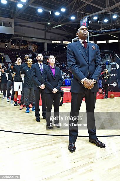 Jerry Stackhouse of the Raptors 905 stands on the court before the NBA D-League game against the Delaware 87ers on December 27 at the Hershey Centre...