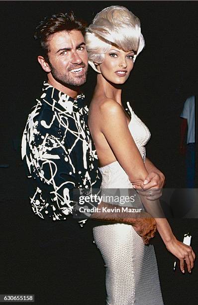 George Michael and Linda Evangelista during the "Too Funky" video shoot circa 1992 in Paris, France.