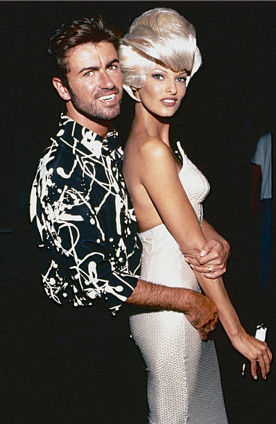 George Michael and Linda Evangelista during the "Too Funky" video shoot circa 1992 in Paris, France.