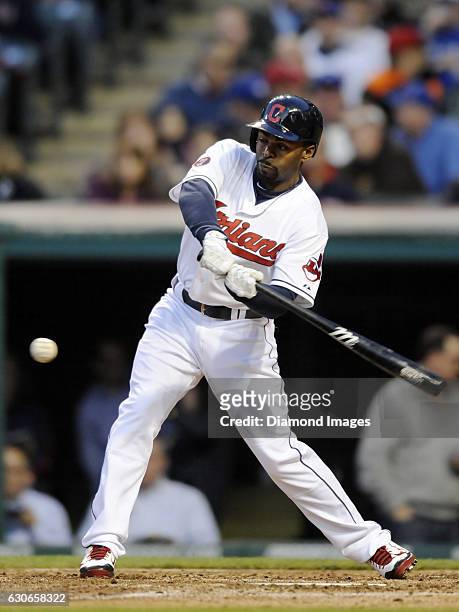 Centerfielder Michael Bourn of the Cleveland Indians bats during a game against the Toronto Blue Jays on May 1, 2015 at Progressive Field in...
