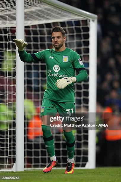 Mark Bunn of Aston Villa during the Sky Bet Championship match between Aston Villa and Leeds United at Villa Park on December 29, 2016 in Birmingham,...