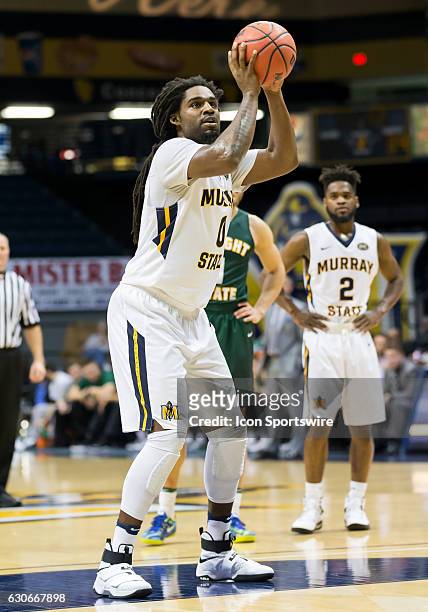 Murray State forward Terrell Miller Jr shoots a free throw during an NCAA basketball game between the Murray State Racers and Wright State Raiders on...
