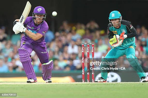 Arcy Short of the Hurricanes bats during the Big Bash League between the Brisbane Heat and Hobart Hurricanes at The Gabba on December 30, 2016 in...