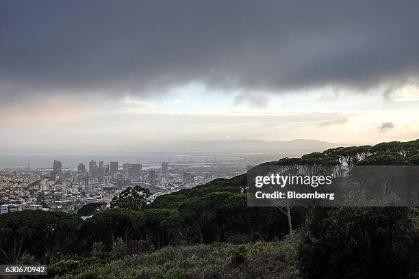 Commercial and residential buildings stand on the city skyline seen from Table Mountain in Cape Town, South Africa, on Wednesday, Dec. 21, 2016....