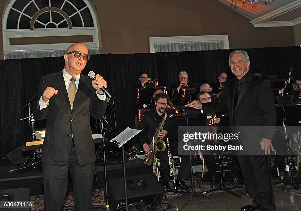 Producer/arranger Charles Calello and Paul Shaffer attend the Charles Calello Orchestra: The Hit Man at Stoney Hill Inn on December 29, 2016 in...