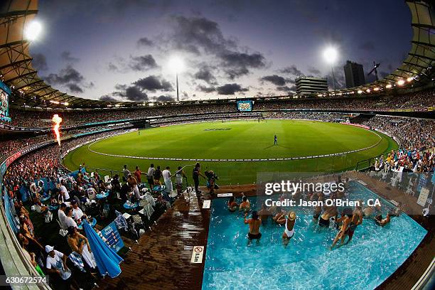 General view during the Big Bash League between the Brisbane Heat and Hobart Hurricanes at The Gabba on December 30, 2016 in Brisbane, Australia.