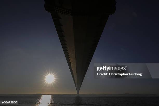 The sun rises behind the Humber Bridge as the City of Hull gets ready to be the offical 2017 UK City of Culture on December 29, 2016 in Hull,...