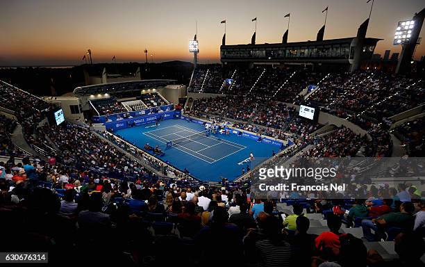 General view of play during day two of the Mubadala World Tennis Championship at Zayed Sport City on December 30, 2016 in Abu Dhabi, United Arab...