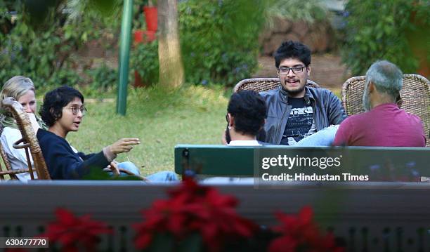 Junaid Rao Bollywood actor Aamir Khan with wife Kiran Rao, son Junaid, friend ...