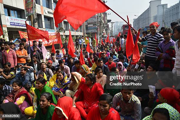 Garments worker trade union center organized a rally demanding minimum basic wage ten thousands Taka and others demands in front of National Press...