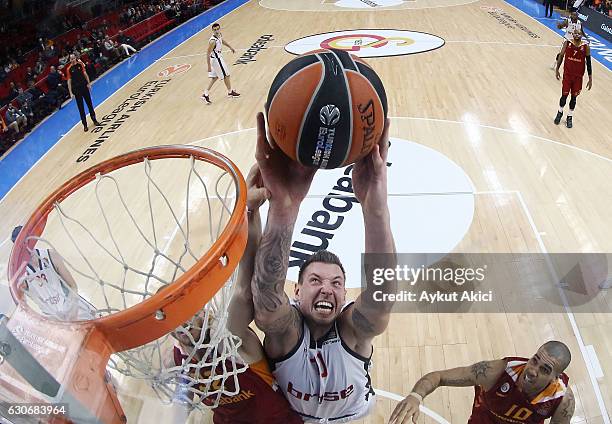 Daniel Theis, #10 of Brose Bamberg in action during the 2016/2017 Turkish Airlines EuroLeague Regular Season Round 15 game between Galatasaray...