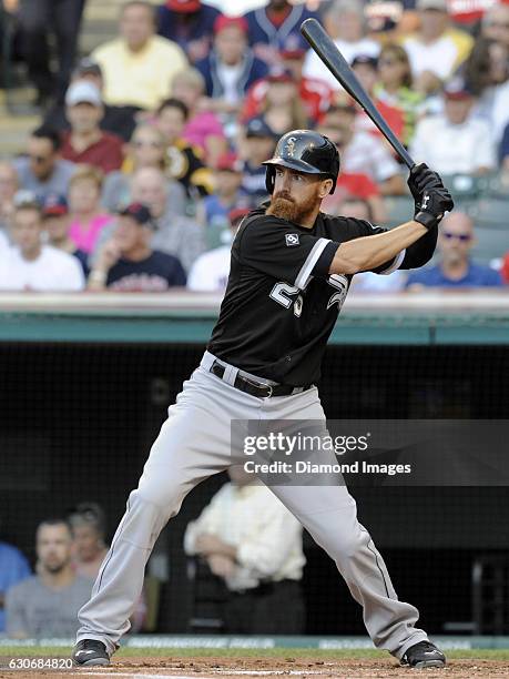 Firstbaseman Adam LaRoche of the Chicago White Sox bats during a game against the Cleveland Indians on July 23, 2015 at Progressive Field in...