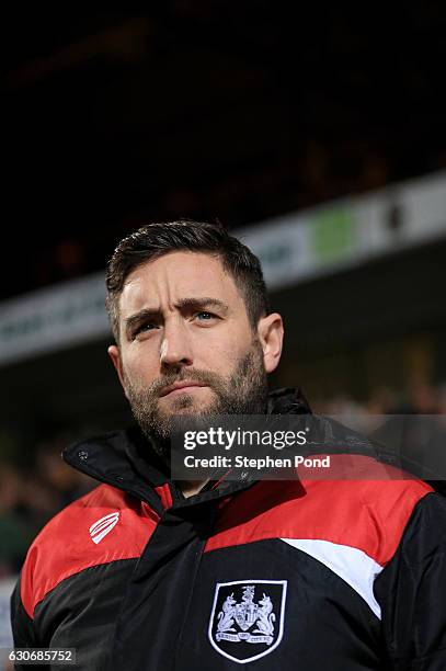 Bristol City Manager Lee Johnson during the Sky Bet Championship match between Ipswich Town and Bristol City at Portman Road on December 30, 2016 in...