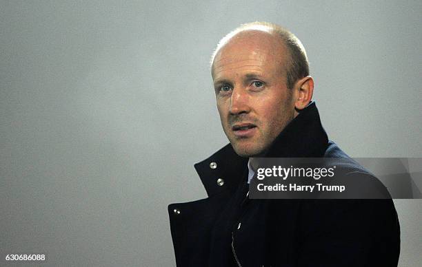 Darren Way, Manager of Yeovil Town looks on during the Sky Bet League Two match between Yeovil Town and Portsmouth at Hush Park on December 30, 2016...