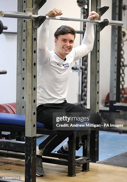 Wheelchair tennis star Gordon Reid during a Strength and Conditioning session at Scotstoun Stadium in Glasgow ahead of travelling to Australia....