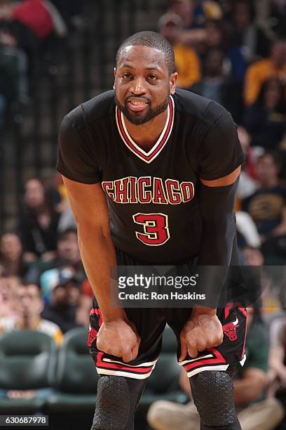 Dwyane Wade of the Chicago Bulls is seen during the game against the Indiana Pacers on December 30, 2016 at Bankers Life Fieldhouse in Indianapolis,...