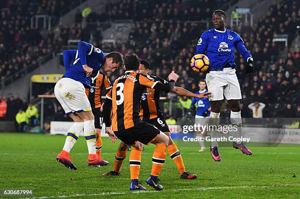 Ross Barkley of Everton scores his team's second goal during the Premier League match between Hull City and Everton at KCOM Stadium on December 30,...