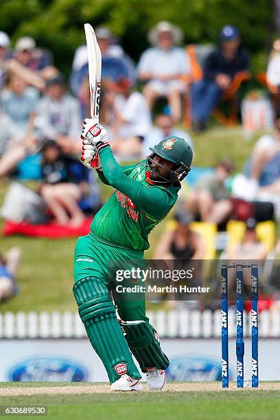 Imrul Kayes of Bangladesh bats during the third One Day International match between New Zealand and Bangladesh at Saxton Field on December 31, 2016...