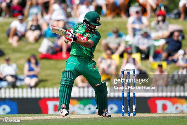 Imrul Kayes of Bangladesh bats during the third One Day International match between New Zealand and Bangladesh at Saxton Field on December 31, 2016...