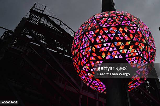 Times Square New Year's Eve 2017 - Philips Ball Test at One Times Square on December 30, 2016 in New York City.