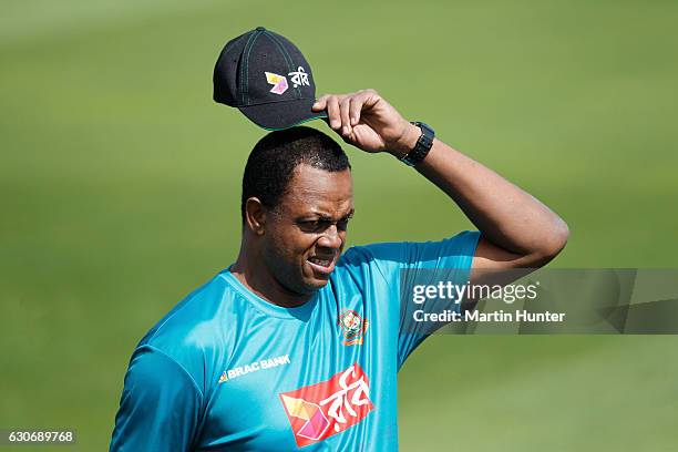 Courtney Walsh, Bangladesh bowling coach & former West Indies cricket captain looks on prior to the third One Day International match between New...