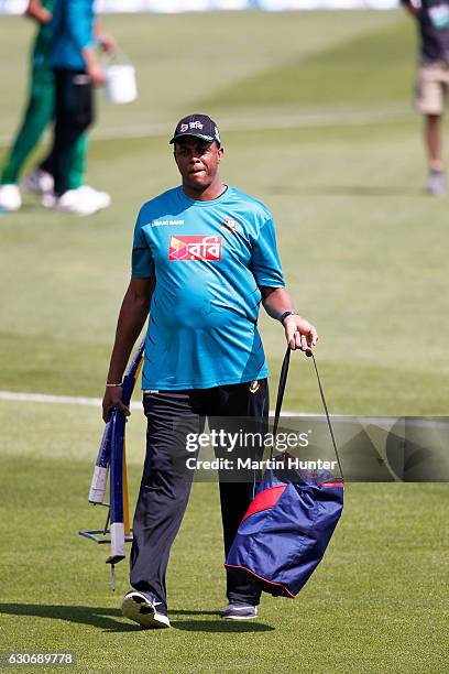 Courtney Walsh, Bangladesh bowling coach & former West Indies cricket captain looks on prior to the third One Day International match between New...