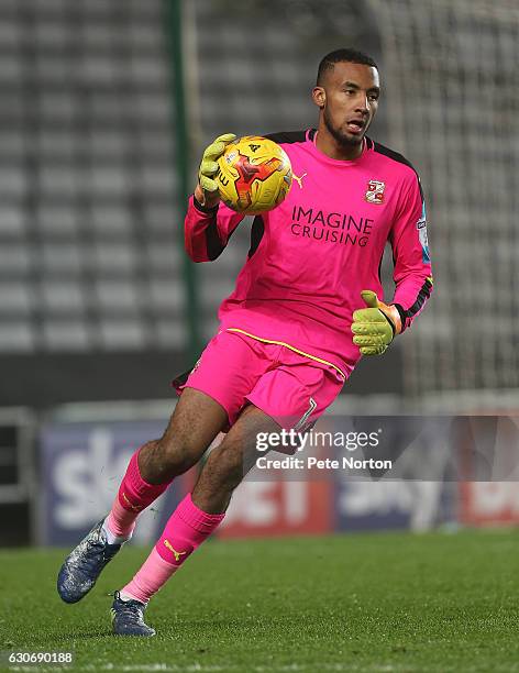 Lawrence Vigouroux of Swindon Town in action during the Sky Bet League One match between Milton Keynes Dons and Swindon Town at StadiumMK on December...