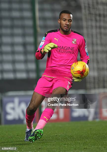 Lawrence Vigouroux of Swindon Town in action during the Sky Bet League One match between Milton Keynes Dons and Swindon Town at StadiumMK on December...