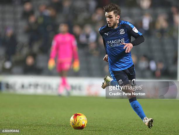 John Goddard of Swindon Town in action during the Sky Bet League One match between Milton Keynes Dons and Swindon Town at StadiumMK on December 30,...