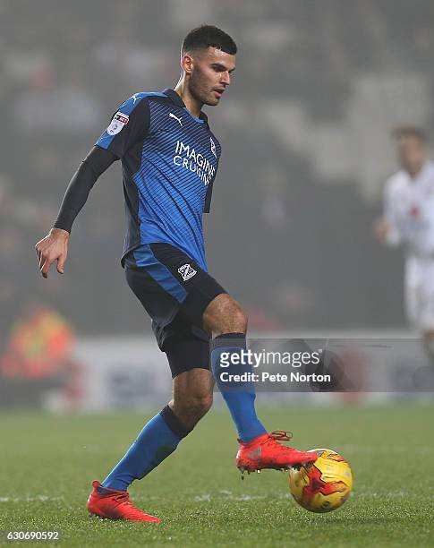 Conor Thomas of Swindon Town in action during the Sky Bet League One match between Milton Keynes Dons and Swindon Town at StadiumMK on December 30,...