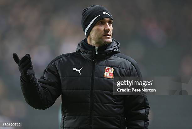 Swindon Town head coach Luke Williams looks on during the Sky Bet League One match between MK Dons and Swindon Town at StadiumMK on December 30, 2016...