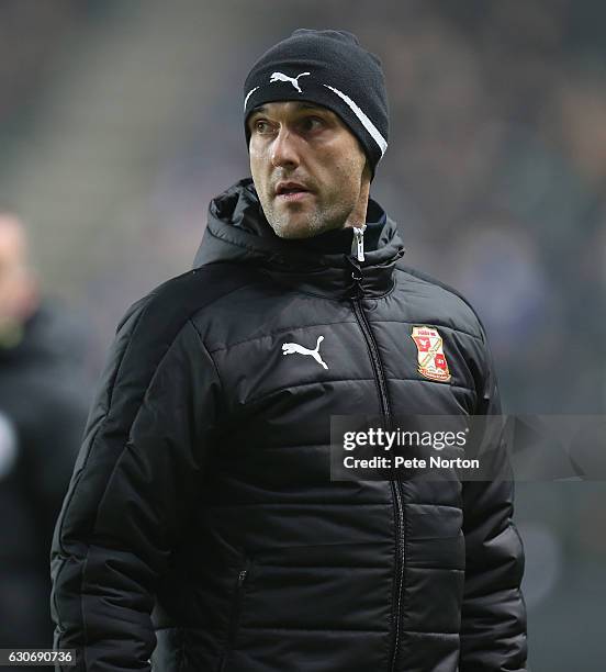 Swindon Town head coach Luke Williams looks on during the Sky Bet League One match between MK Dons and Swindon Town at StadiumMK on December 30, 2016...