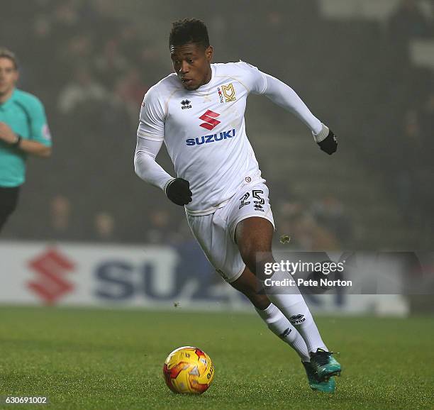 Chuks Aneke of Milton Keynes Dons in action during the Sky Bet League One match between Milton Keynes Dons and Swindon Town at StadiumMK on December...