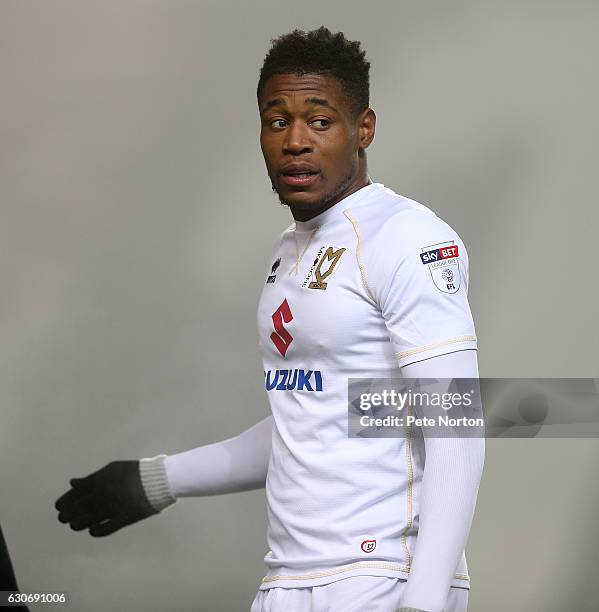 Chuks Aneke of Milton Keynes Dons in action during the Sky Bet League One match between Milton Keynes Dons and Swindon Town at StadiumMK on December...