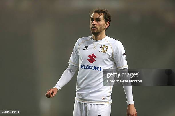 Ed Upson of Milton Keynes Dons in action during the Sky Bet League One match between Milton Keynes Dons and Swindon Town at StadiumMK on December 30,...