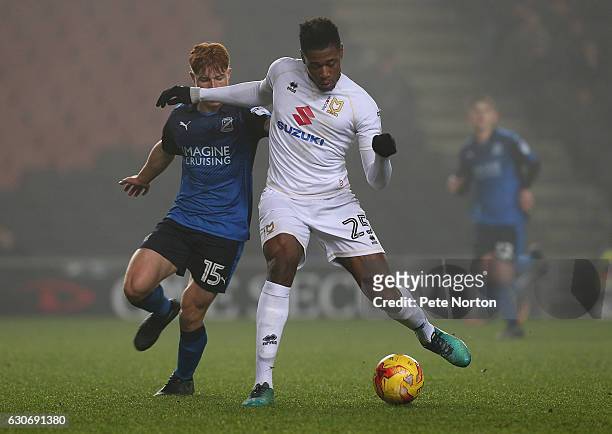 Chuks Aneke of Milton Keynes Dons in action during the Sky Bet League One match between Milton Keynes Dons and Swindon Town at StadiumMK on December...