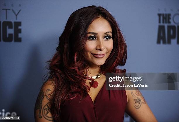 Nicole "Snooki" Polizzi attends the press junket For NBC's "Celebrity Apprentice" at The Fairmont Miramar Hotel & Bungalows on January 28, 2016 in...
