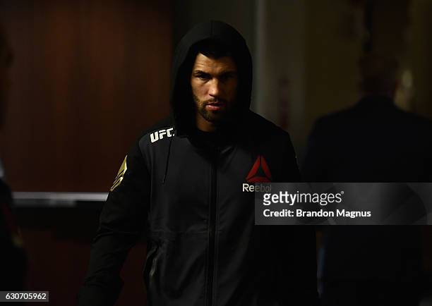 Dominick Cruz walks to the Octagon to face Cody Garbrandt during the UFC 207 event at T-Mobile Arena on December 30, 2016 in Las Vegas, Nevada.
