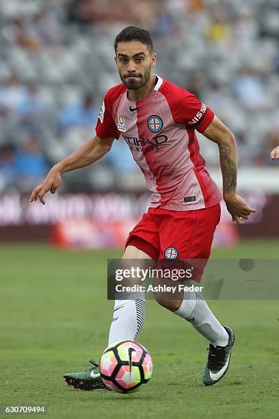Anthony Caceres of Melbourne City in action during the round 13 A-League match between the Central Coast Mariners and Melbourne City at Central Coast...