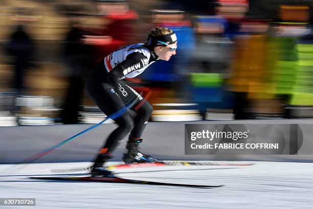 Nadine Faehnrich of Switzerland competes in the women's 1.5 km sprint free qualification of the FIS cross country Tour De Ski event on December 31,...