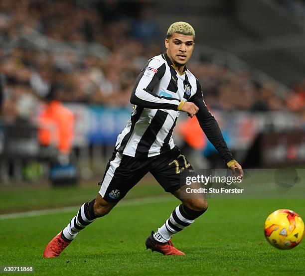 Newcastle player Deandre Yedlin in action during the Sky Bet Championship match between Newcastle United and Nottingham Forest at St James' Park on...
