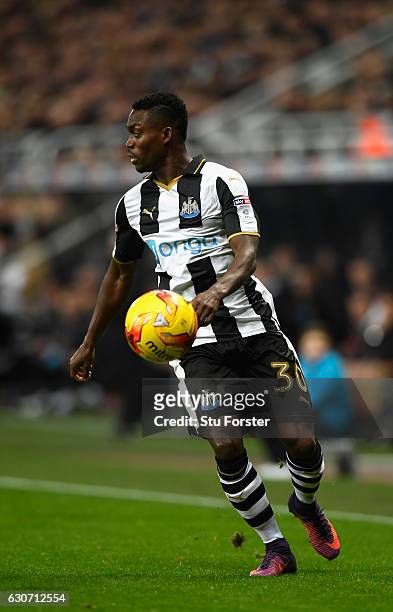 Christian Atsu of Newcastle in action during the Sky Bet Championship match between Newcastle United and Nottingham Forest at St James' Park on...