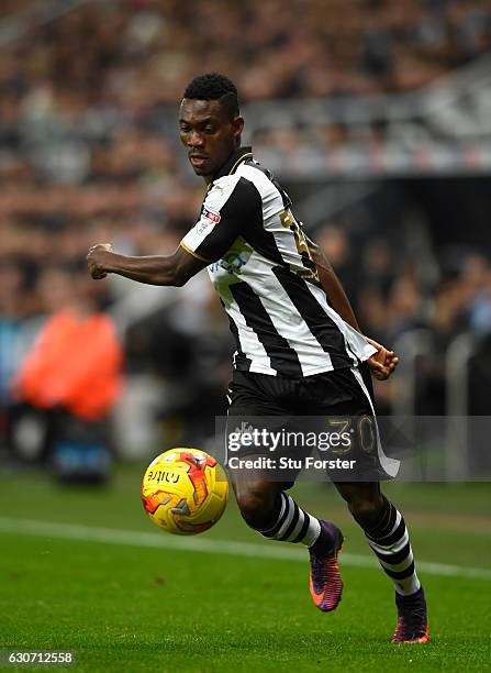 Christian Atsu of Newcastle in action during the Sky Bet Championship match between Newcastle United and Nottingham Forest at St James' Park on...